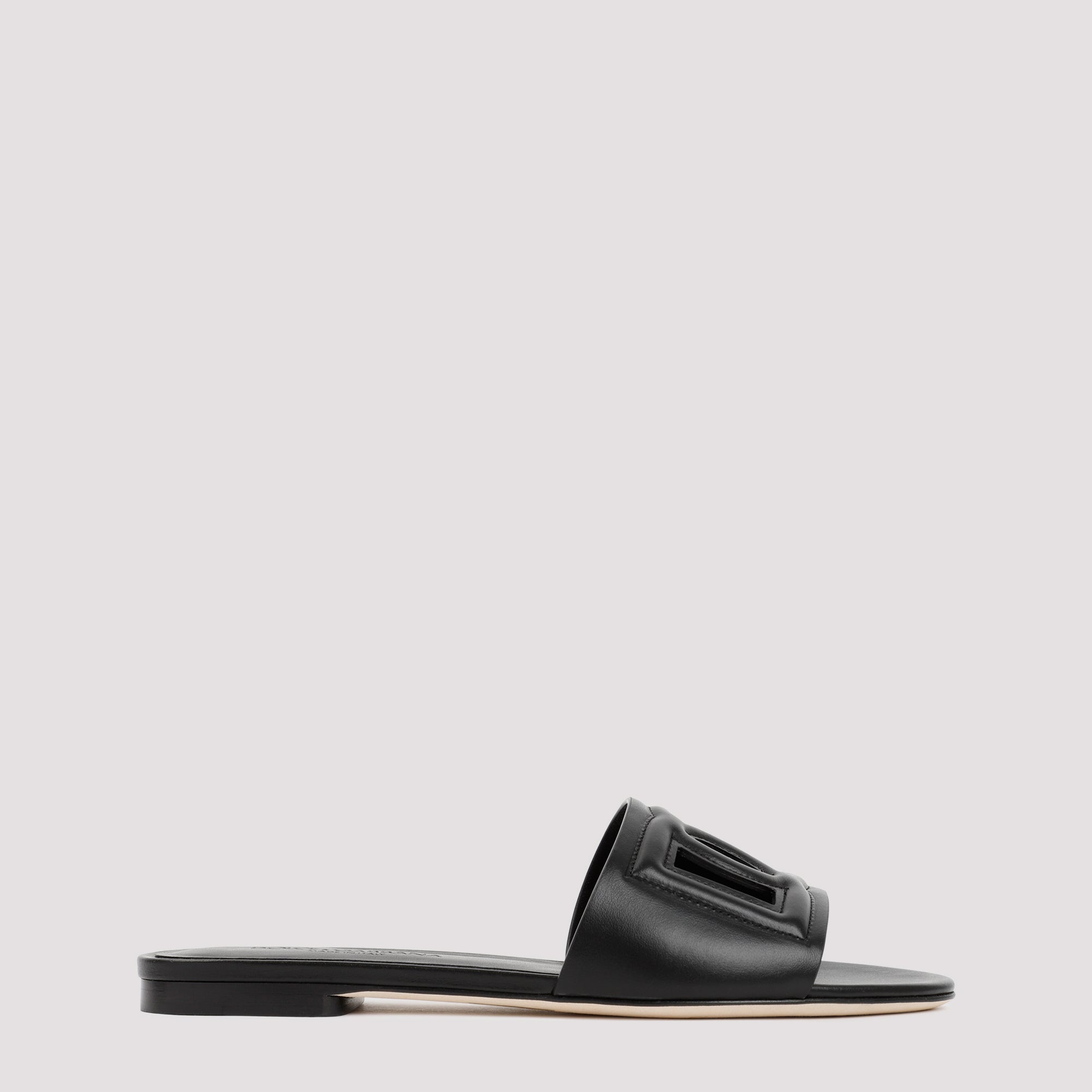 DOLCE & GABBANA Men's Leather Flat Slide Sandals
