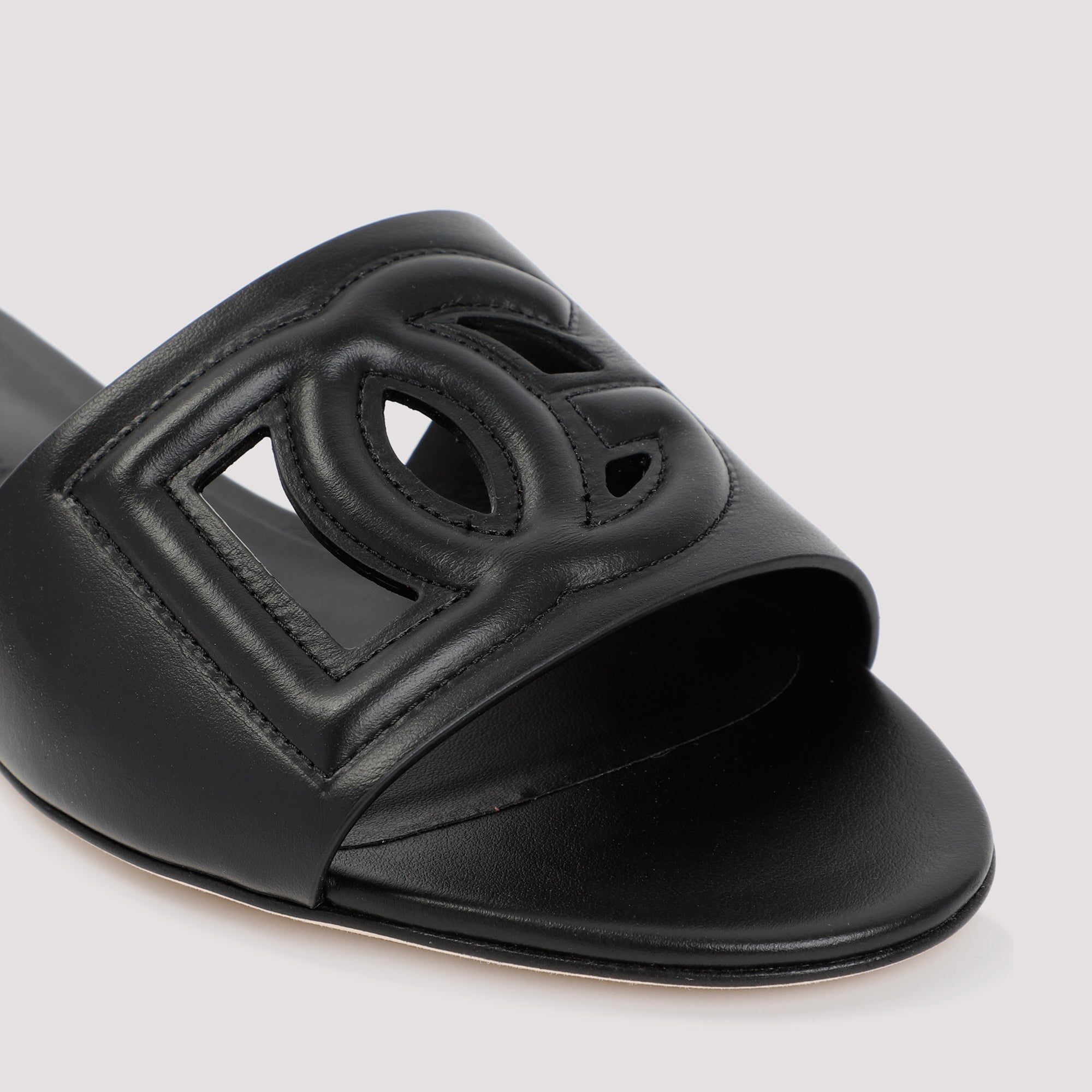 DOLCE & GABBANA Men's Leather Flat Slide Sandals
