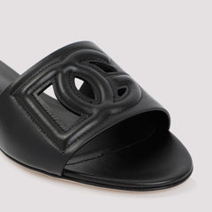 DOLCE & GABBANA Men's Leather Flat Slide Sandals