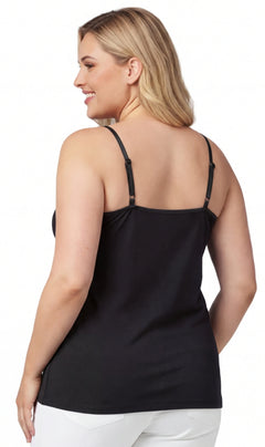 Women's Adjustable Strap Camisole with Built-In Shelf Bra — Cotton Blend
