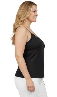 Women's Adjustable Strap Camisole with Built-In Shelf Bra — Cotton Blend