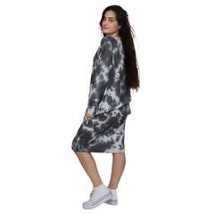Plus Size Long Sleeve Relaxed Fit Tie-Dye Waffle Tunic