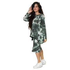 Plus Size Long Sleeve Relaxed Fit Tie-Dye Waffle Tunic