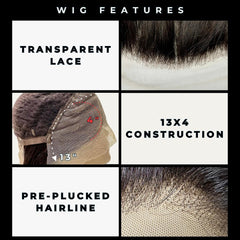 Straight 13x4 Transparent Lace Front Human Hair Wig