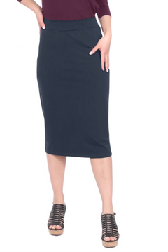 Plus Size Mid-Calf Pencil Skirt in Cotton Spandex
