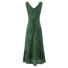 Summer Romantic Fresh Seaside Vacation Floral Dress Slim Fit Slimming V Neckline Dress