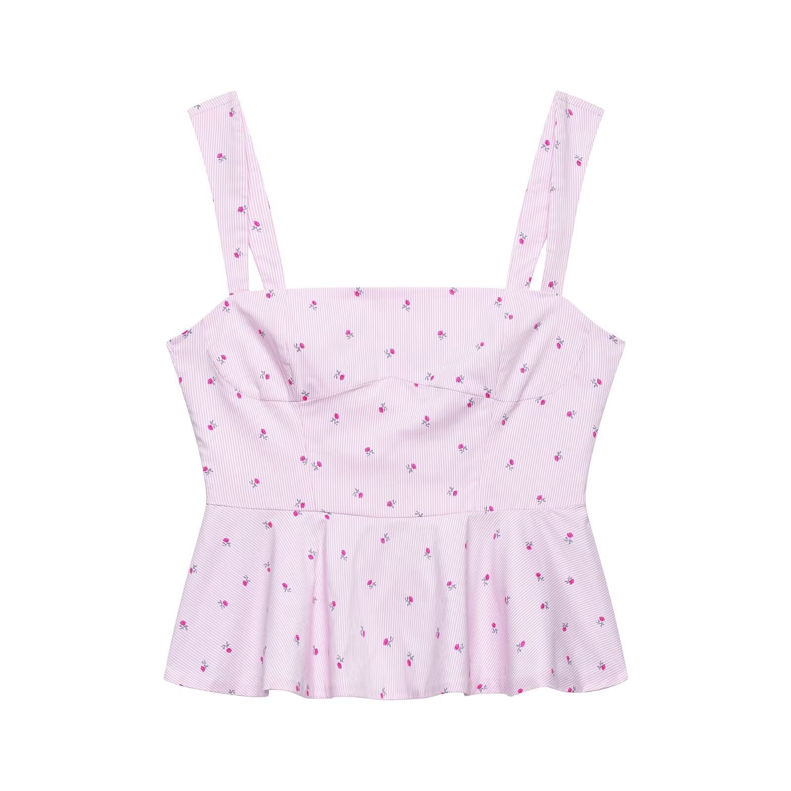 Summer Women Sexy Waist Trimming Printing Strap Top