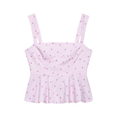 Summer Women Sexy Waist Trimming Printing Strap Top
