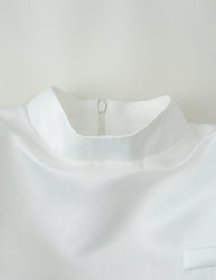 Women Clothing Office Small Stand Collar Faux Pocket Decoration Cape Top
