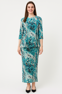 Printed Long Maxi Pencil Skirt in Lightweight Stretch Fabric