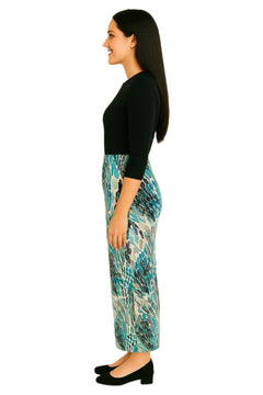 Printed Long Maxi Pencil Skirt in Lightweight Stretch Fabric