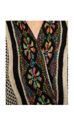 Women's Open Front Fringed Jacquard Weave Long Cardigan