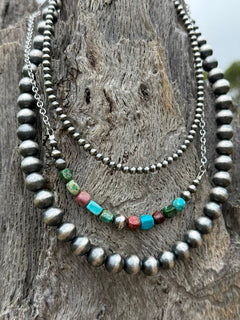 3-pc Sterling Silver Strand & Jasper Necklace Stack