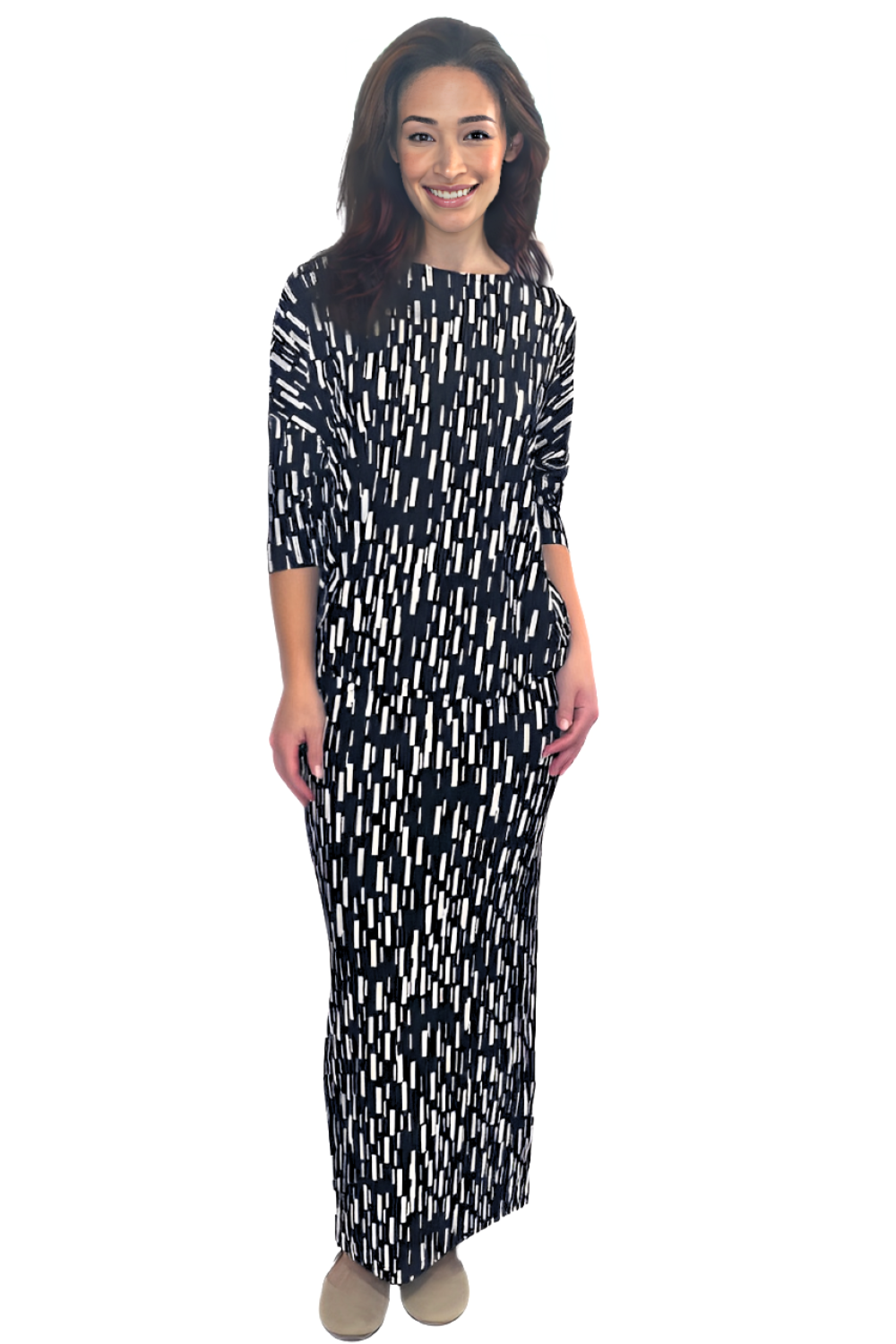 Printed Long Maxi Pencil Skirt in Lightweight Stretch Fabric