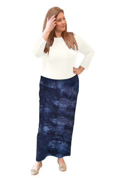 Women's and Plus Size Stretch Maxi Pencil Skirt - Cotton Blend and No Slits