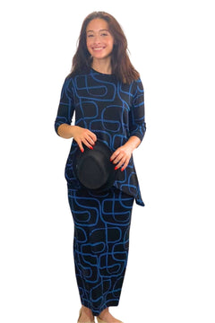 Printed Long Maxi Pencil Skirt in Lightweight Stretch Fabric