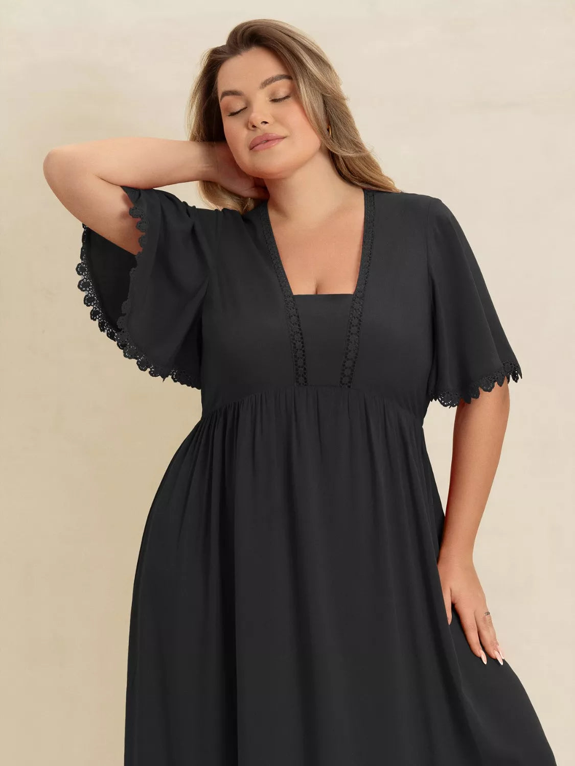 Boho Ruffled Maxi Dress with Flutter Sleeves