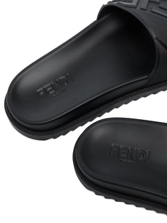FENDI High Strap Slide Sandals with Embossed FF Motif for Men