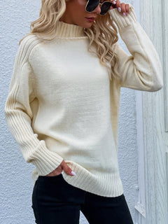 Autumn Winter New Solid Color Sweater Turtleneck Pullover Loose Women Clothing Solid Color Autumn Winter Turtleneck Sweater