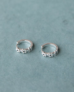Silver In Bloom Huggie Hoop