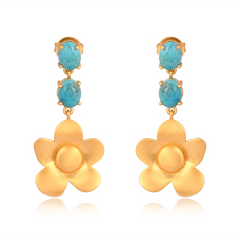Beachside Bloom Drop Earrings - Turquoise
