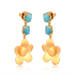 Beachside Bloom Drop Earrings - Turquoise