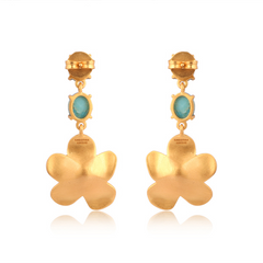 Beachside Bloom Drop Earrings - Turquoise