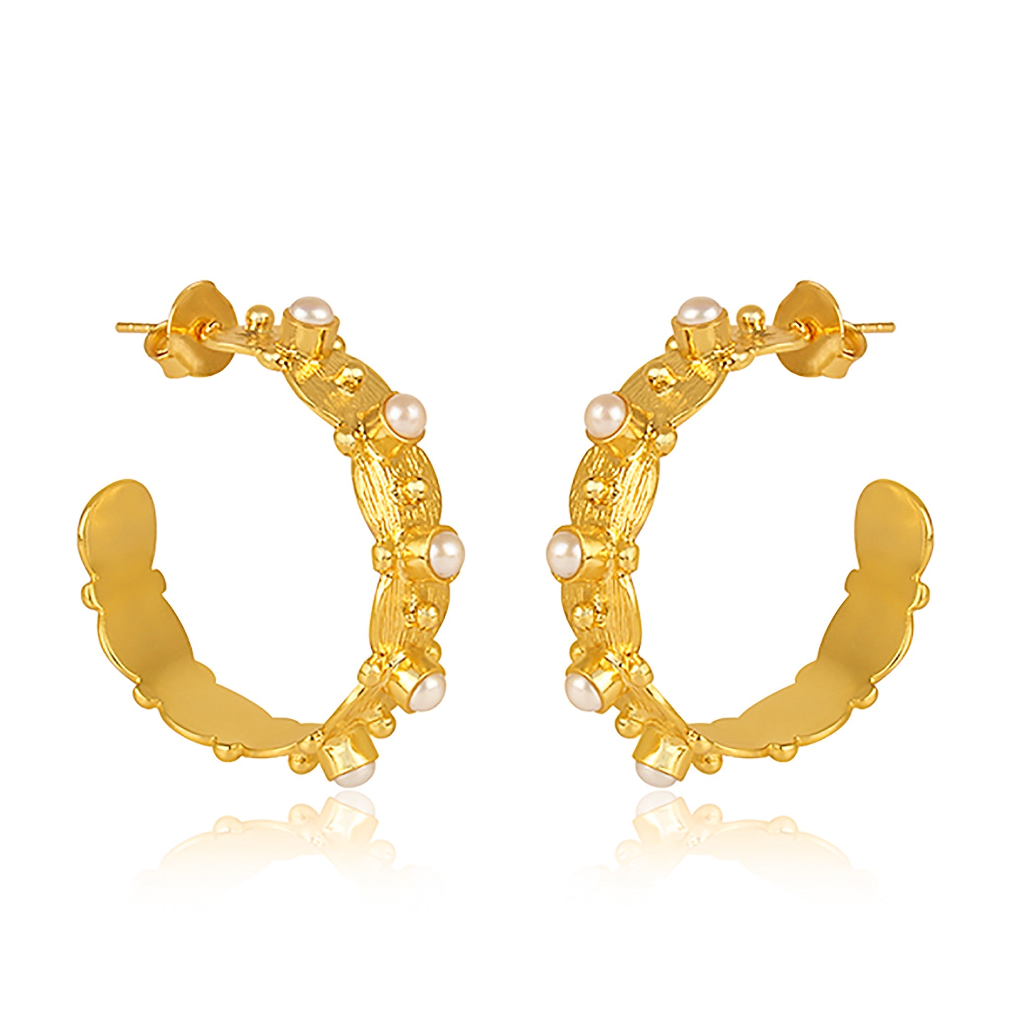 Honeysuckle Hoop Earrings - Pearl