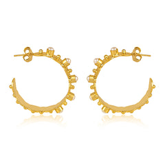 Honeysuckle Hoop Earrings - Pearl