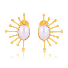 Ray of Sunshine Stud Earrings - Pearl