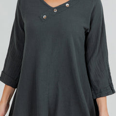 Lu V-Neck Top 100% Cotton Gauze