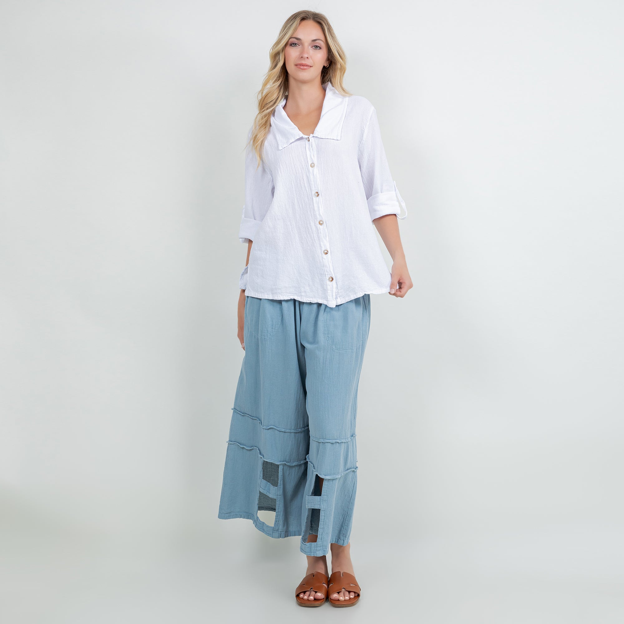 Sloanne Button-Up  100% Cotton Gauze