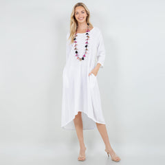 Ellen Our Hi-Low Cotton Gauze Dress with Sleeves and Pockets