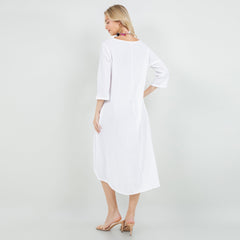 Ellen Our Hi-Low Cotton Gauze Dress with Sleeves and Pockets