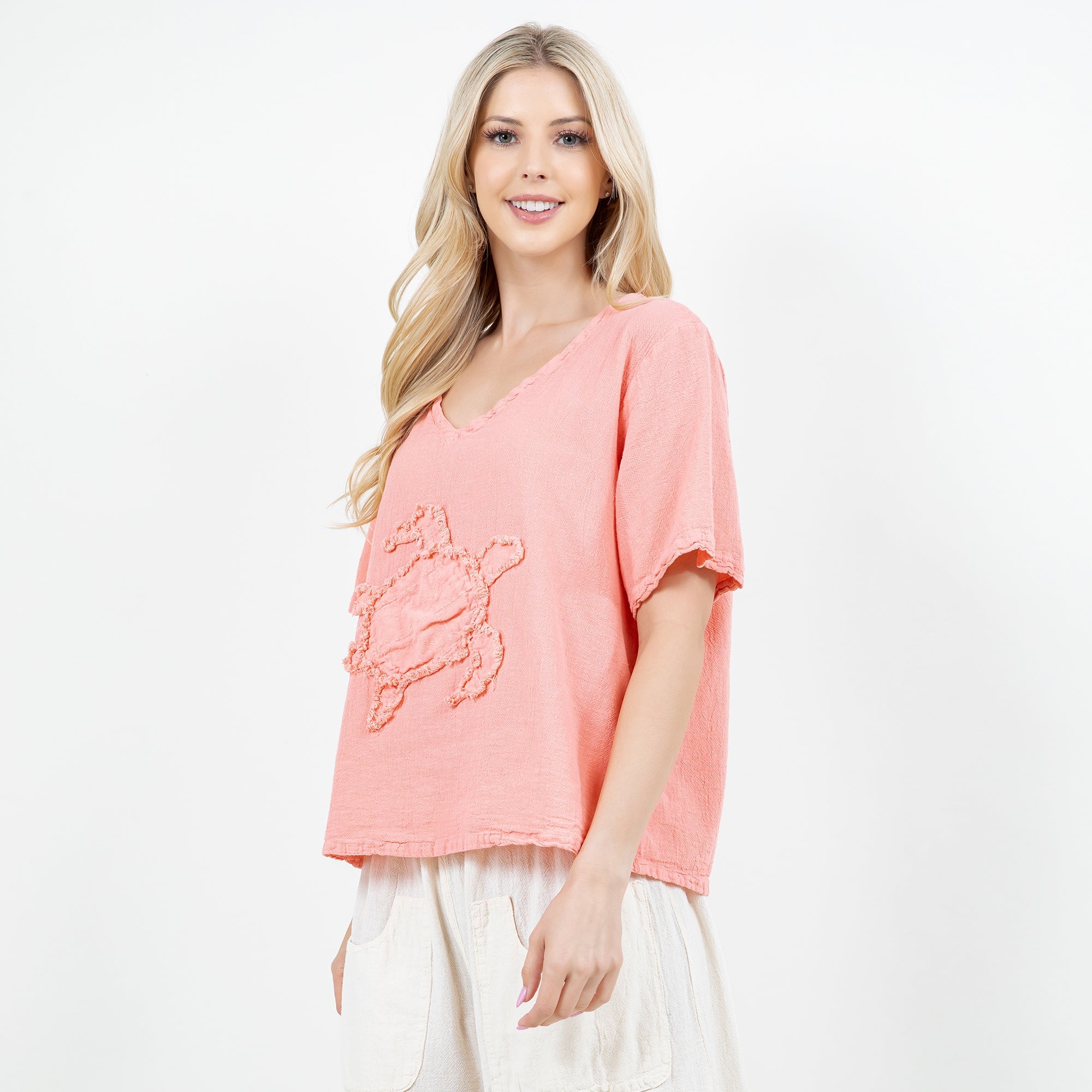 Women's 100% Cotton Gauze Turtle Top