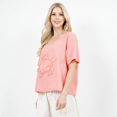Women's 100% Cotton Gauze Turtle Top