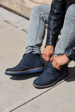 CALTO - J2191 - 2.6 Inches Taller (Ultramarine Blue/Blue Sole) - Nubuck Chukka Boots