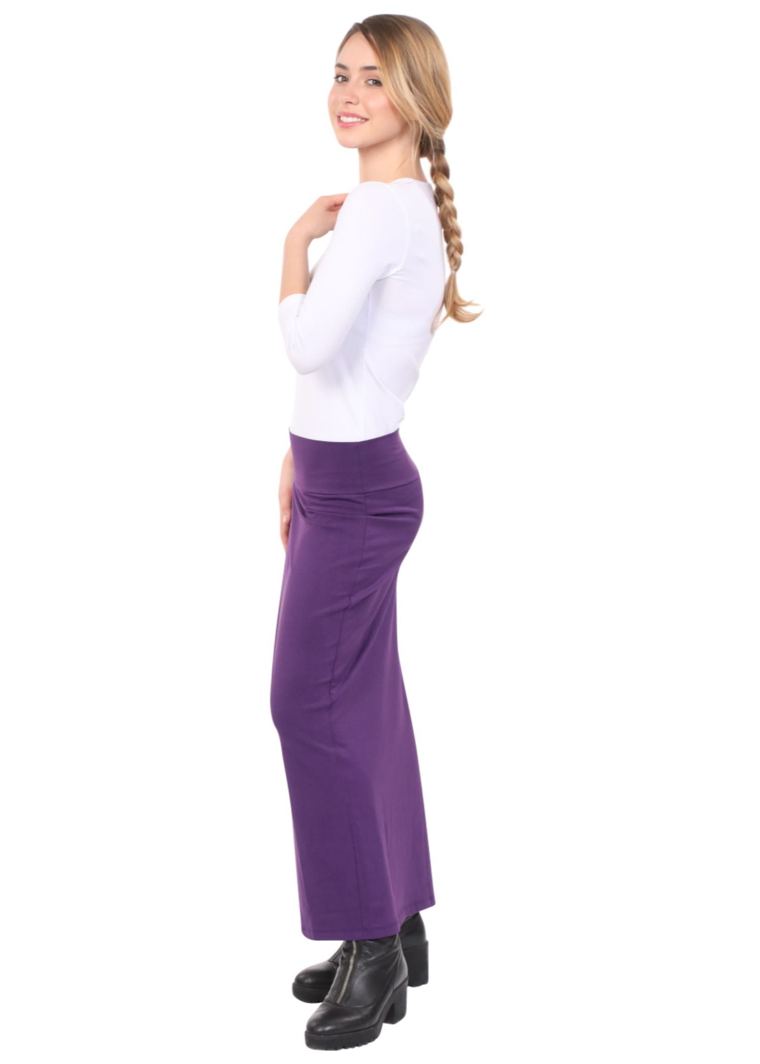 Women's and Plus Size Stretch Maxi Pencil Skirt - Cotton Blend and No Slits