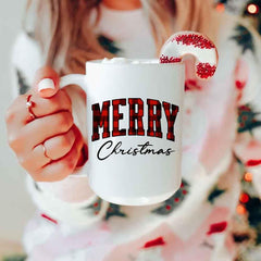 Merry Christmas Matching Coffee Mug - Buffalo Plaid Cup