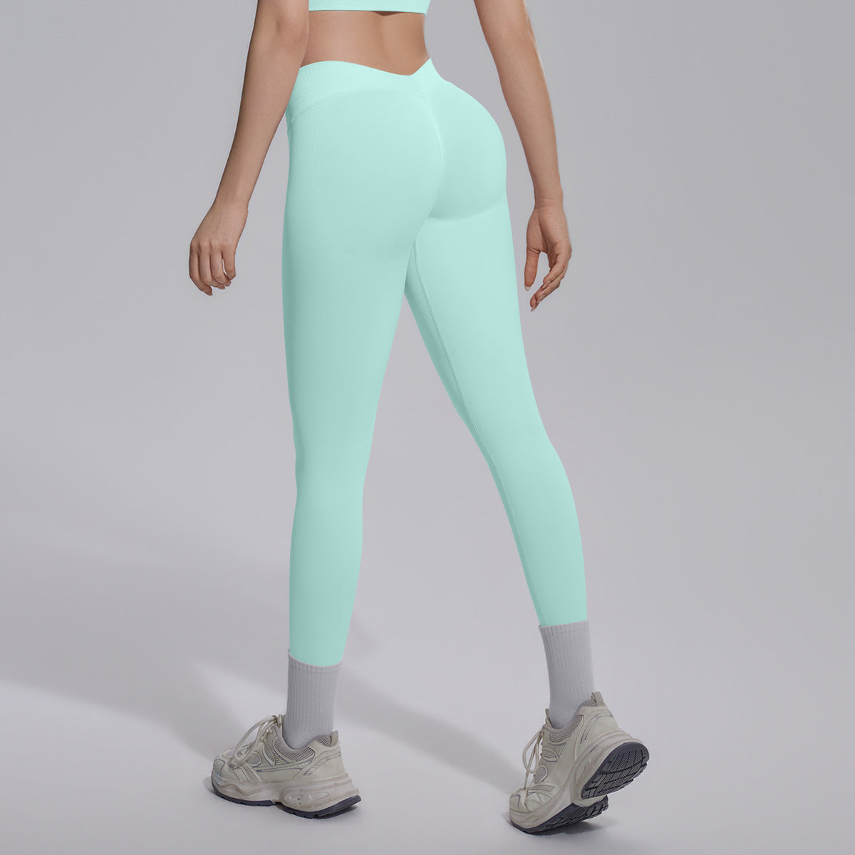 Peach Hip Seamless Knitted Yoga Pants V Skinny Slimming Running Sports Quick Drying Fitness Trousers