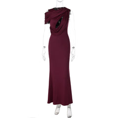 French Hollow Out Cutout Sheath Sleeveless Elegant Sexy Dress Summer Slim Solid Color Maxi Dress