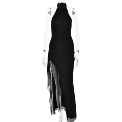 Sexy Women Wear Autumn Sexy Sleeveless Halter Backless Slim Fit Slit Dress