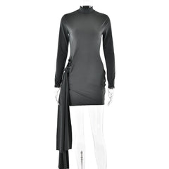 Spring Arrival Dress Sexy Round Neck Long Sleeve Slim Fit Hip Wrapped Short Dress Women