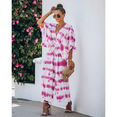Spring Summer Lace Tie Dye Loose Dress Home Casual Dress
