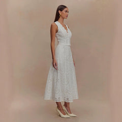 Spring Summer Vest Lace Casual Vacation Skirt Two Piece Set