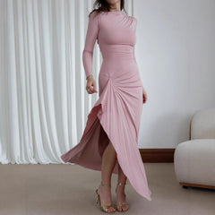 Autumn Winter Long Sleeve Slim Fit Dress Casual Lace Up Stretch Dress