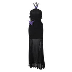 Autumn Sexy off Shoulder Halter Butterfly Decoration Slim Fit Holiday Dress Women