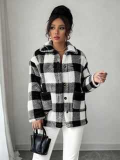 Niche Office Women High Grade Coat Shoulder Small Black White Women Coat