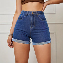 Women Knitted Denim Shorts