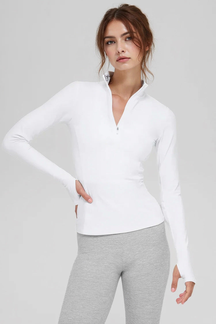 Half Zipper Yoga Clothing Top Women Slimming Tight Fitness Running Exercise Coat Autumn Quick Drying Long Sleeve